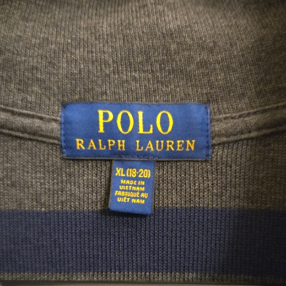 Polo Ralph Lauren Gray and Navy 1/4-Zip-Up Shirt - XL (18-20) - Picture 6 of 13